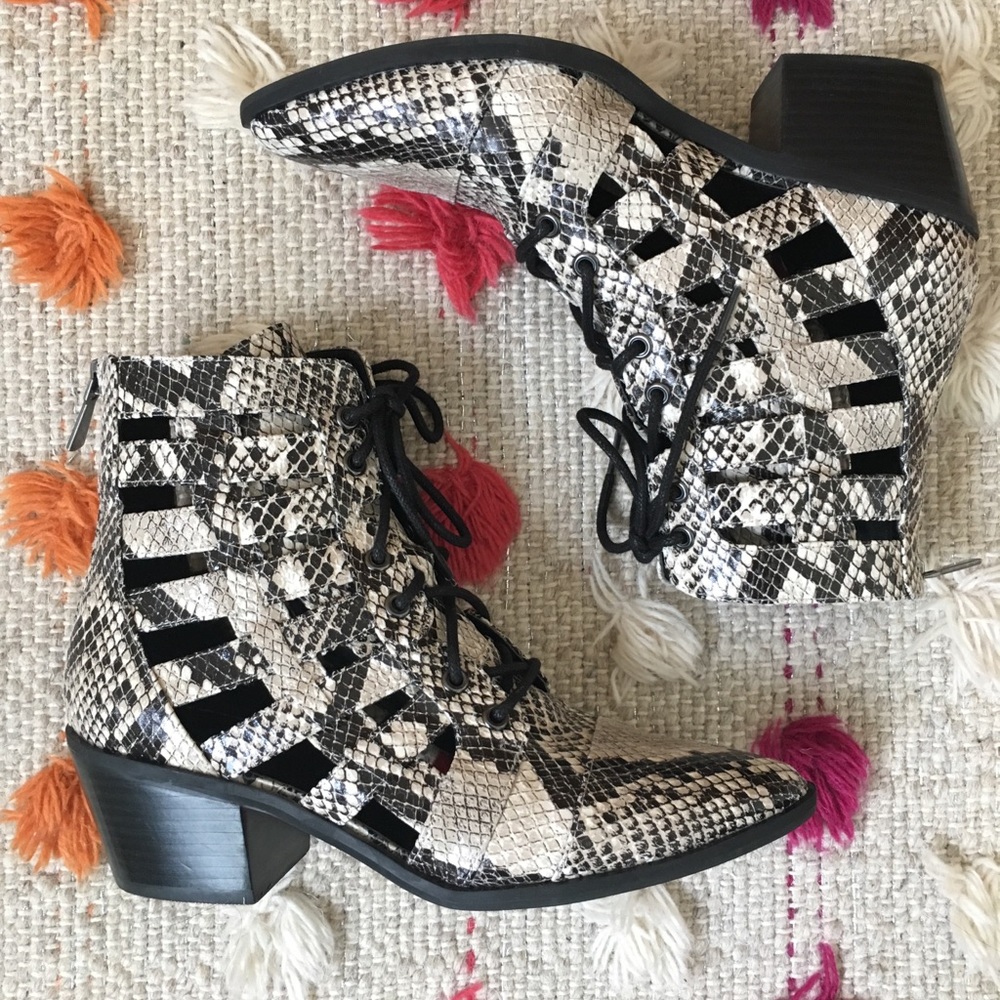Treasure & Bond Cutout Snakeskin Booties
